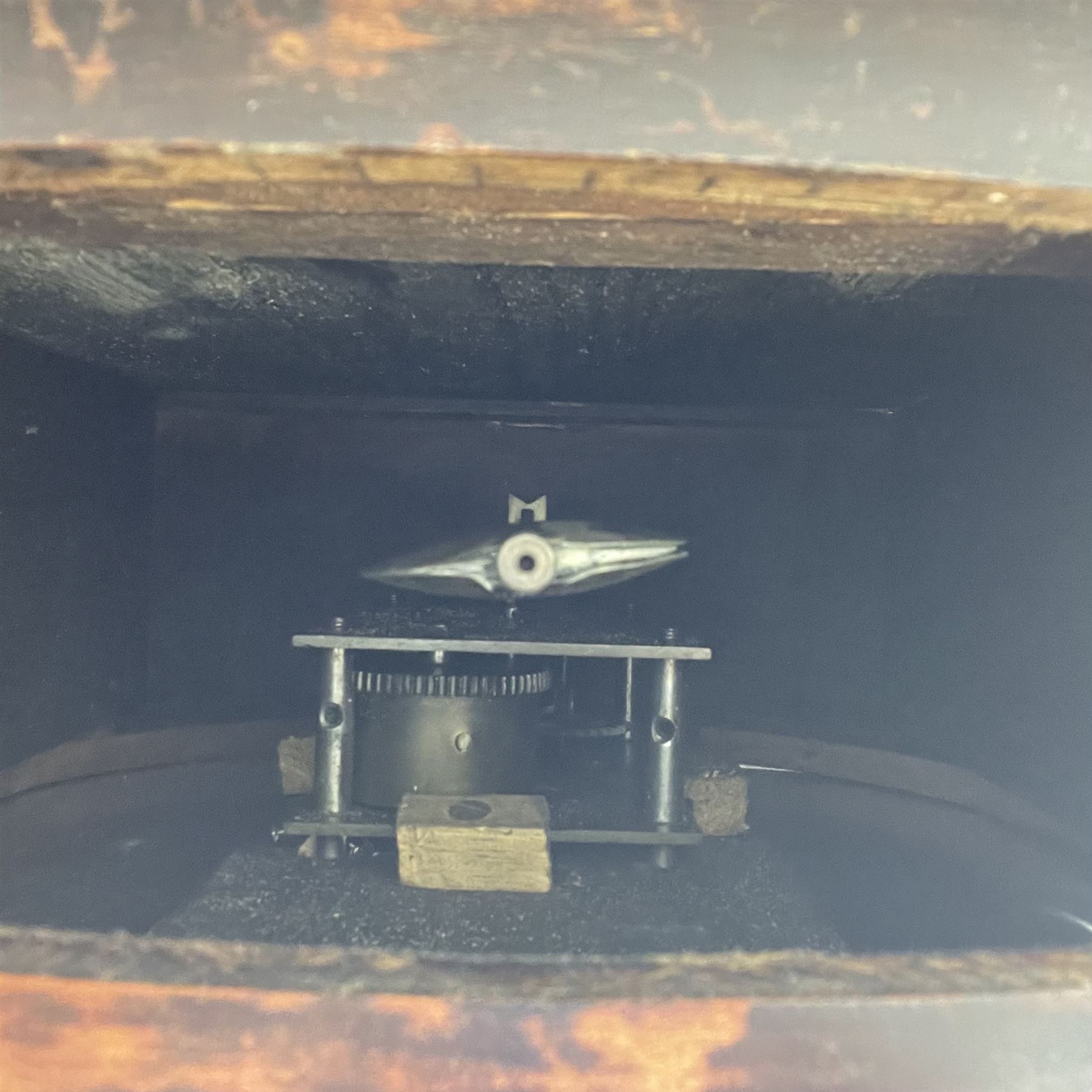 Early 20th century circular walnut cased wall clock, white enamel Roman dial, single train driven movement