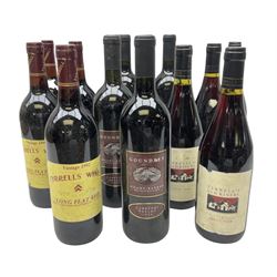 Mixed red wines comprising Tyrrell's Vintage 1992 Long Flat Red, 750ml, 12.5% vol, four bottles, Goundrey Mount Barker 1992 Cabernet Merlot, 750ml, 12% vol, four bottles, and four Tyrrell's Old Winery pinot noir, 13% vol (12)