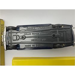 Dinky - Mercedes Benz Racing Car RN 36, No.237; Motorway Police Car No.269; Austin Mini-Moke No.342; Beechcraft S 35 Bonanza Aircraft with two pieces of luggage No.710; all boxed: and Rolls Royce Phantom V Limousine No.152; box base only with no cover (5)