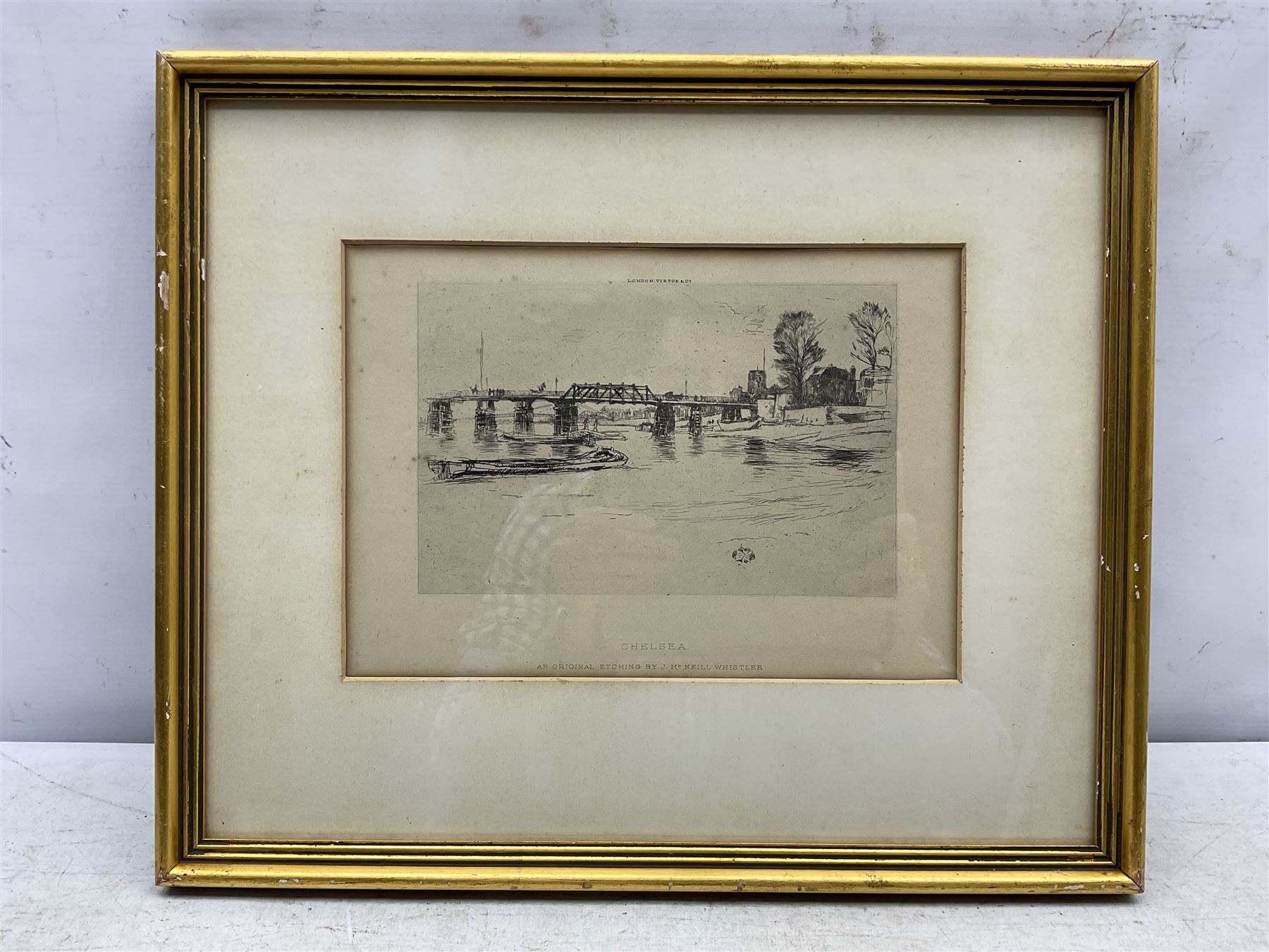 After James Abbott McNeill Whistler (American 1834-1903): 'Chelsea', etching pub. Virtue & Co, London 13cm x 20cm
