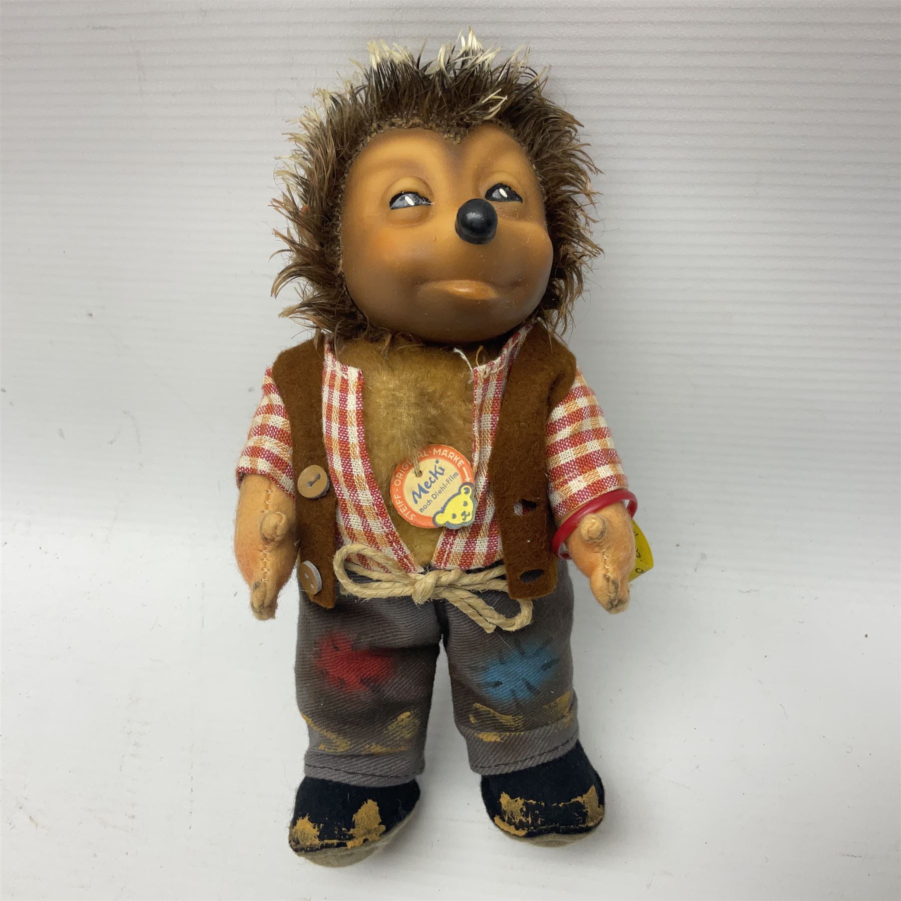 Steiff - Hedgehog family comprising Mecki, Micki, Macki and Mucki; all bearing original swing tags with only Micki lacking the button label, tallest H17cm 