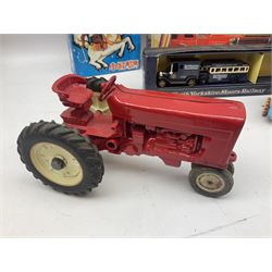 Battery Operated fire-engine; boxed; quantity of modern tin-plate toys; quantity of unboxed and playworn/repainted die-cast models etc