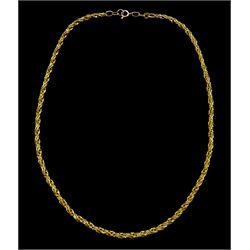 9ct gold rope twist necklace, Sheffield import mark 1979