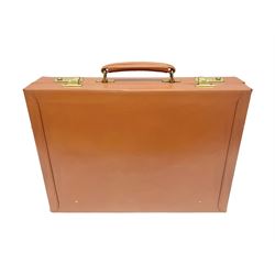 Papworth of Cambridge  leather attaché case, with brass fittings, with internal stationary compartments, H34cm, L47cm 