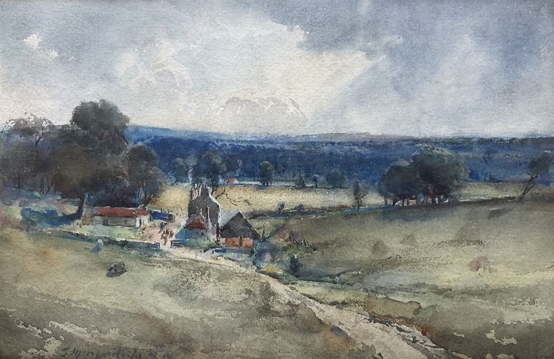 Thomas Marjoribanks Hay (Scottish 1862-1921): 'Fouldean - Berwickshire', watercolour signed, titled and dated 1917 on the mount, 14cm x 22cm