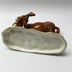 A Beswick model of a chestnut mare and foal on naturalistic base, 2nd version model no 953, with printed mark beneath, H19.5cm. 