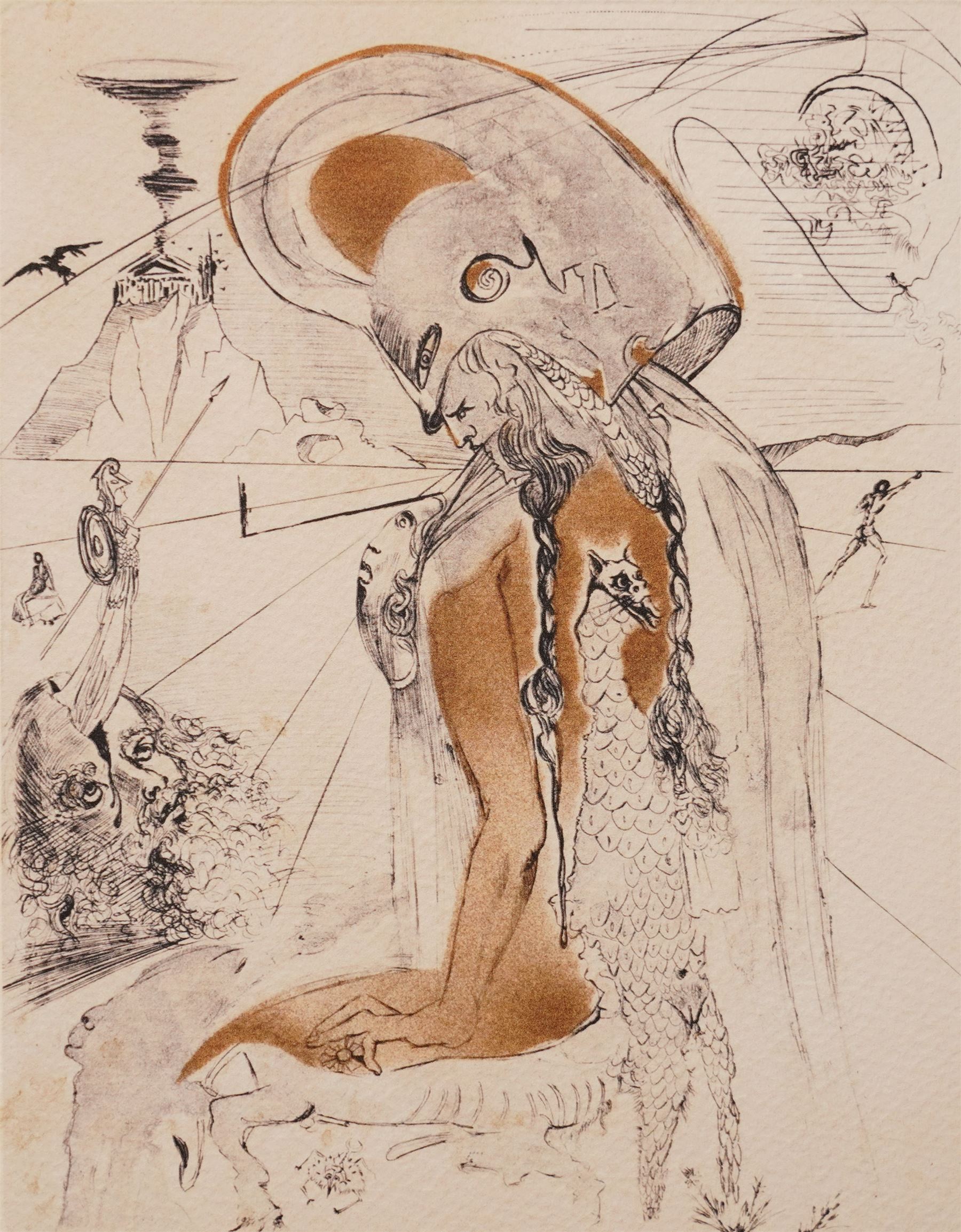 Salvador Dali (Spanish 1904-1989): 'Athena', drypoint etching in colours signed and numbered 4/100 in pencil 30cm x 21cm with full margins (unframed)
