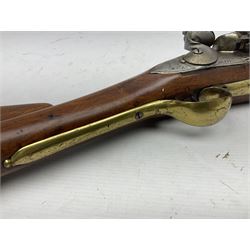 Brown Bess style 10-bore flintlock musket, the action marked with Crowned GR, 'Jordan' and dated 1758, the 104cm(41