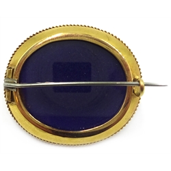  Victorian gold cabochon garnet mourning brooch, applied vine leaf decoration 4cm  
