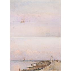 Eduardo De Martino (Italian 1838-1912): 'Waiting for a Wind' and Harbour Scene, two waterc...
