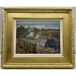 Ernest Higgins Rigg (Staithes Group 1868-1947): Two Children on the Rocks, oil sketch on canvas unsigned 29cm x 39cm 
Provenance: by descent through the family of the artist