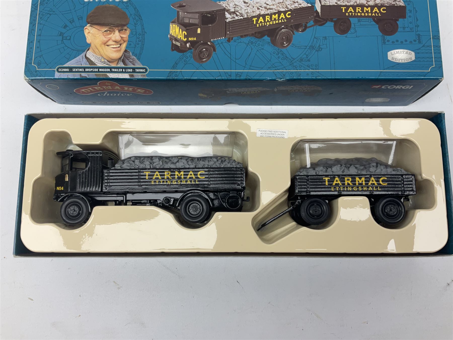 Five boxed Corgi die-cast models comprising ‘Dibnah’s Choice’ Sentinel Dropside wagon and Fowler B6 Crane Engine and Trailer, Albion Caledonian lorry, Texaco tanker and Wall’s AEC trailer
