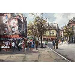 French School (20th century): Parisian Street Scene, oil on canvas signed and titled 60cm x 90cm
