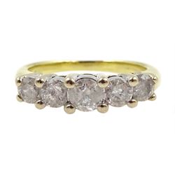 18ct gold five stone round brilliant cut diamond ring, total diamond weight 0.80 carat