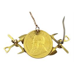 South Africa 1896 1 Pond gold coin mining brooch