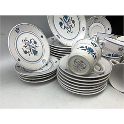 Royal Worcester Evesham pattern teawares, Noritake part tea service decorated in the 'Progression Blue Haven' pattern, together with Seltmann Weiden Bavaria tea and dinner wares, and two blue and white platters