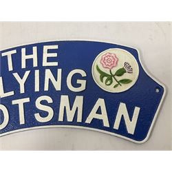 Cast metal sign 'The Flying Scotsman', W40cm