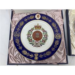 Five Spode Mulberry Hall limited edition Regimental commemorative plates - Argyll & Sutherland Highlanders No.9/500; Cheshire Regiment No.352/500; Kings Own Scottish Borderers No.113/500; Black Watch Royal Highland Regiment No.331/500; and Royal Welch Fusiliers No.309/500; all boxed with certificates (5)