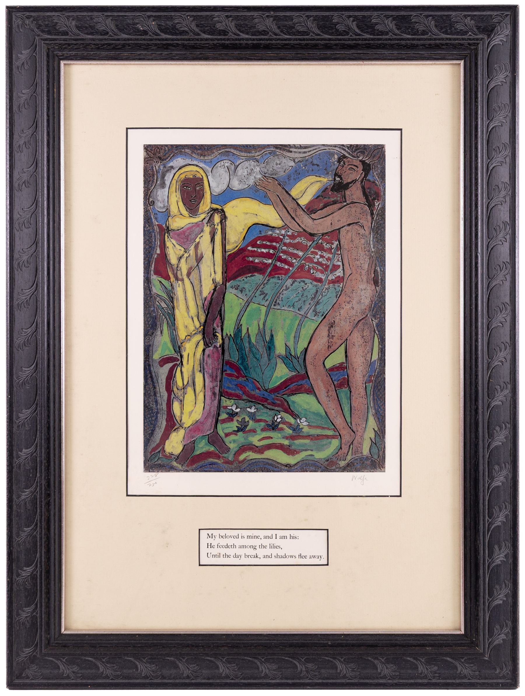 Edward Harris Wolfe (South African 1897-1982): 'Song of Songs', set of twelve limited edition lithographs on silvered paper each signed and numbered 228/250 in pencil, 36cm x 26cm, in matching frames (12)