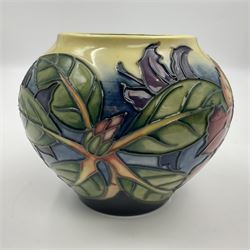 Moorcroft  vase, of squat form, decorated in the 'Simeon' pattern by Philip Gibson, dated 1999, H11.5cm 