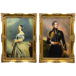 After Franz Xaver Winterhalter (German 1805-1873): Queen Victoria and Prince Albert, pair late 20th century oils on canvas 90cm x 60cm in heavy gilt frames (2)