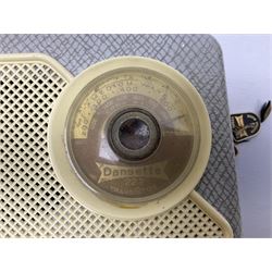 ASA Tokyo monocular microscope with black body, pitchfork base and wooden carrying box containing additional lenses No.47324 H29cm; Universal Avometer Model 8x Mk.III (Panclimatic); and Dansette 222 portable transistor radio (3)