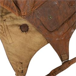 WWI observer's leather flight cap 