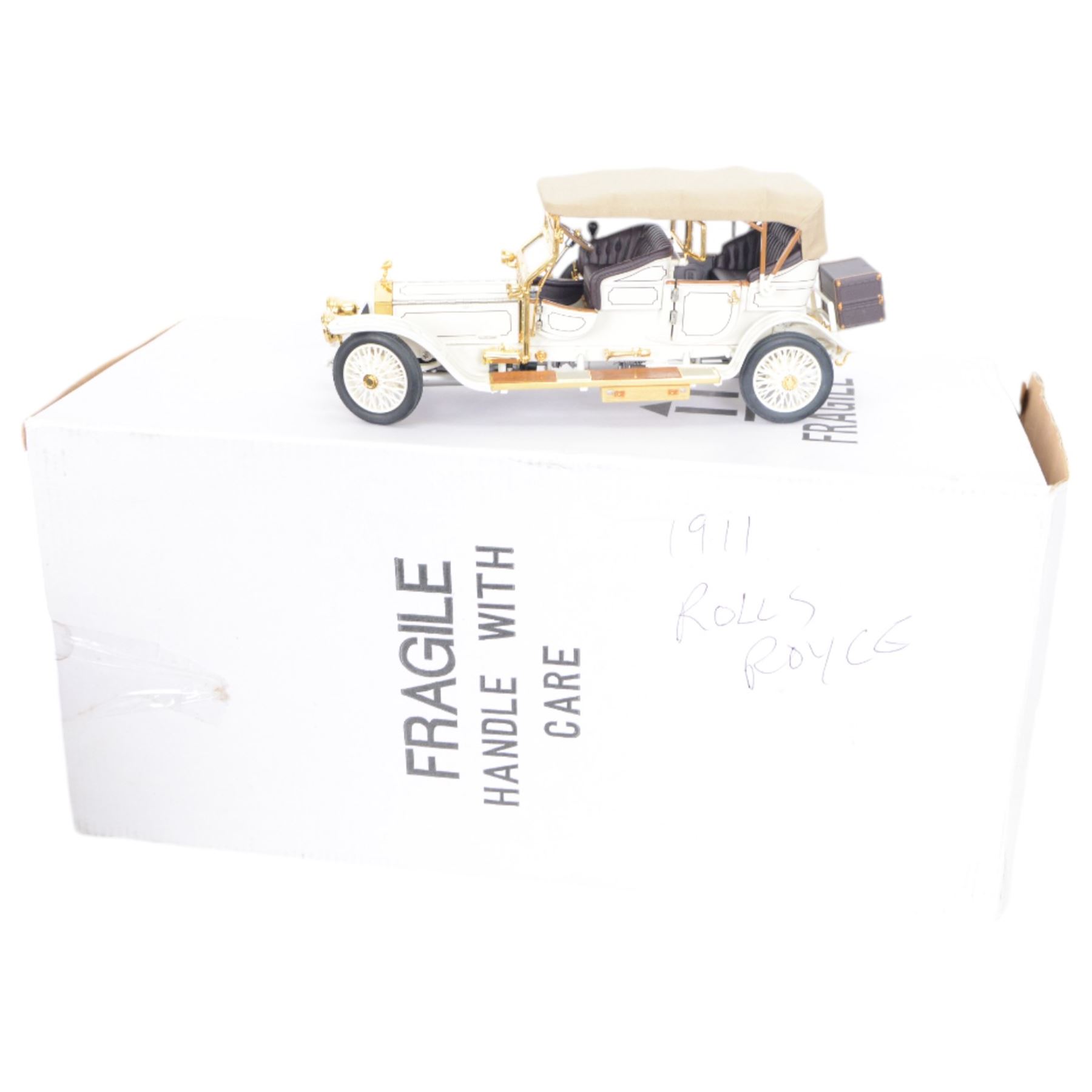 Five Franklin Mint 1:24 scale model cars, comprising 1935 Mercedes Benz 770K, 1912 Packard Victoria Model 1-48, 1930 Bugatti Royale Coupe Napoleon, 1929 Bentley 4.5 Litre Blower and 1934 Packard Convertible Sedan, all in original packaging with certificates