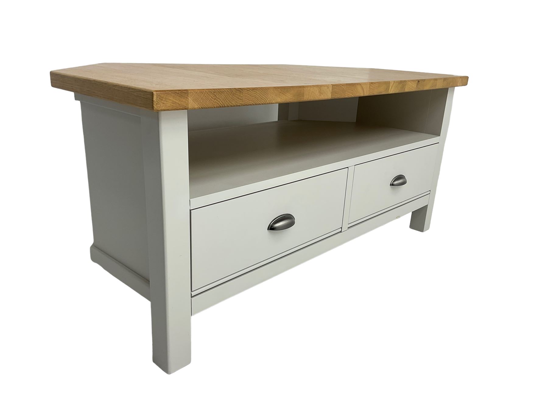 Marks & Spencer grey finish corner television stand with oak finish