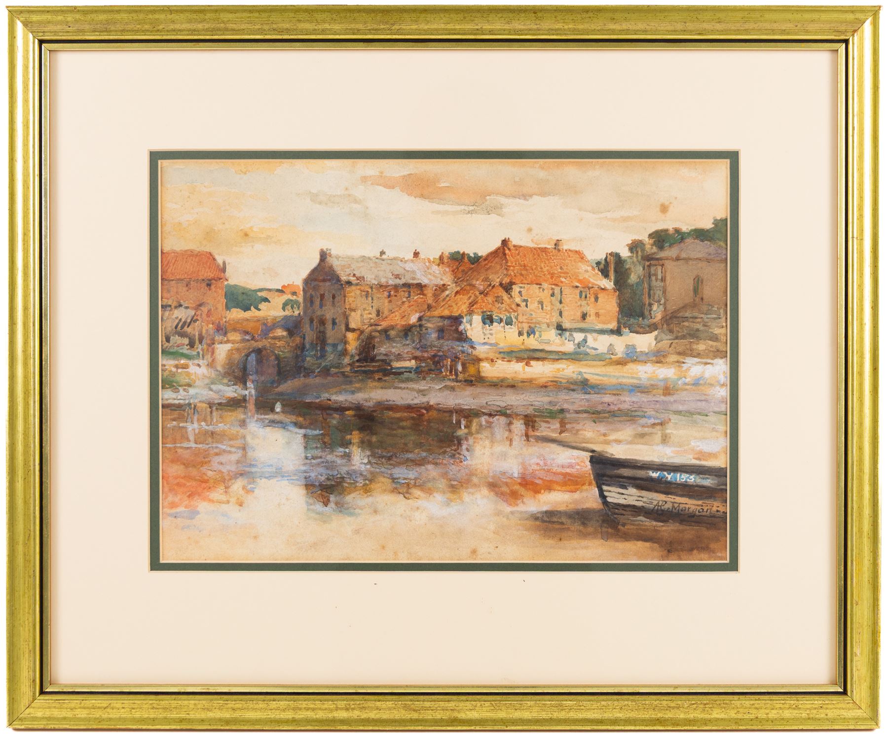 Alfred George Morgan (British 1848-1930): View Over Whitby and Dockyard, two watercolours signed, 34cm x 52cm and 23cm x 33cm (2)