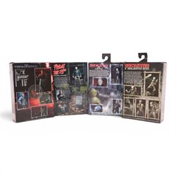 Four boxed Neca figures, comprising Friday The 13th Part V A New Beginning, Friday The 13th The Final Chapter, Predator Jungle Hunter and The Terminator, all boxed