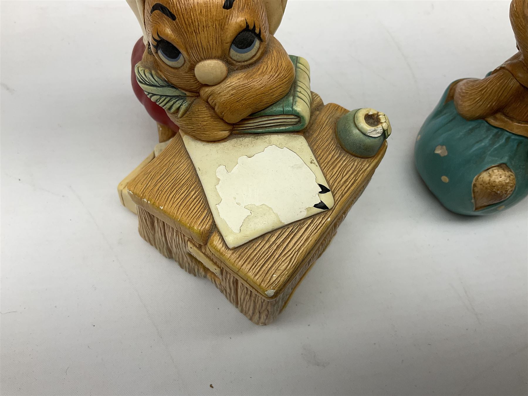 Extensive collection of Pendelfin rabbits and stands, to include Betsy Barge, Fruit Shop, Uncle Soames, Event Piece etc, many with original boxes 