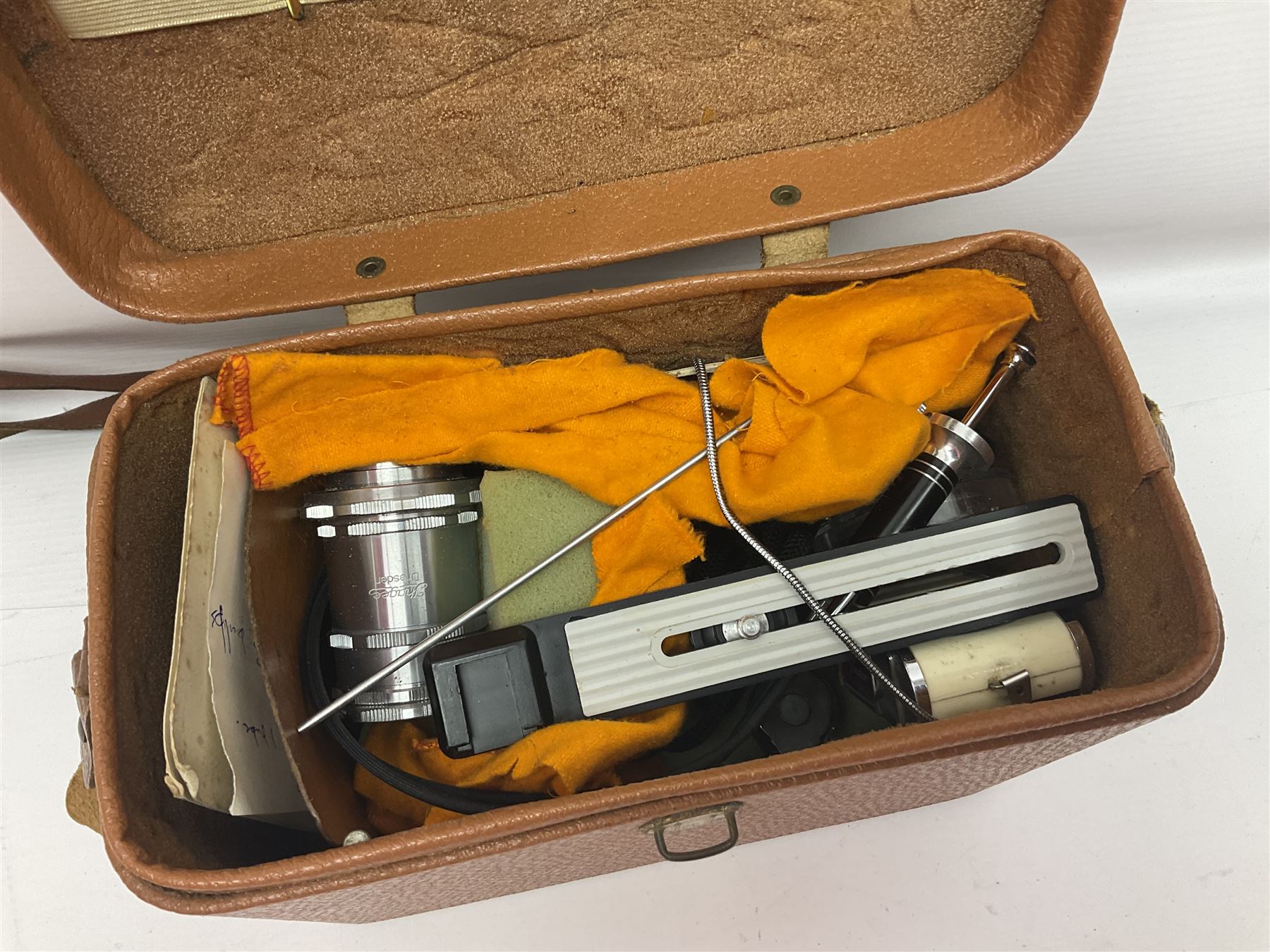 No2 folding autographic brownie, Exakta Varex IIb camera, brass three draw telescope, H.H. Son Ltd binoculars, Carl Zeiss Jena Jenoptem 7x50W binoculars etc