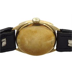 Raich Carter - Rone Sportsmans gent's 9ct gold cased manual wind wrist-watch, the silvered dial with Arabic numerals and subsidiary seconds dial, leather strap. Provenance: By direct descent from the family of Raich Carter having been consigned by his daughter Jane Carter.