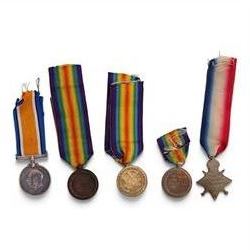 WWII British medals, comprising 1914-15 Star, War medal and three victory medals 
