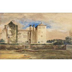 Samuel Bough (Scottish 1822-1878): Claughton Hall, watercolour signed and dated 1850, 14cm x 22cm