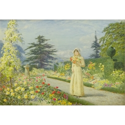  Joseph Kirkpatrick (British 1872-1930): 'An Old Time Garden', watercolour signed 24cm x 34cm  