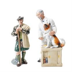 Five Royal Doulton figures comprising The Master HN2325 , Thanks Doc HN2731, signed,  Nanny HN2221, The Laird HN2361 and The Old Balloon Seller HN1315 