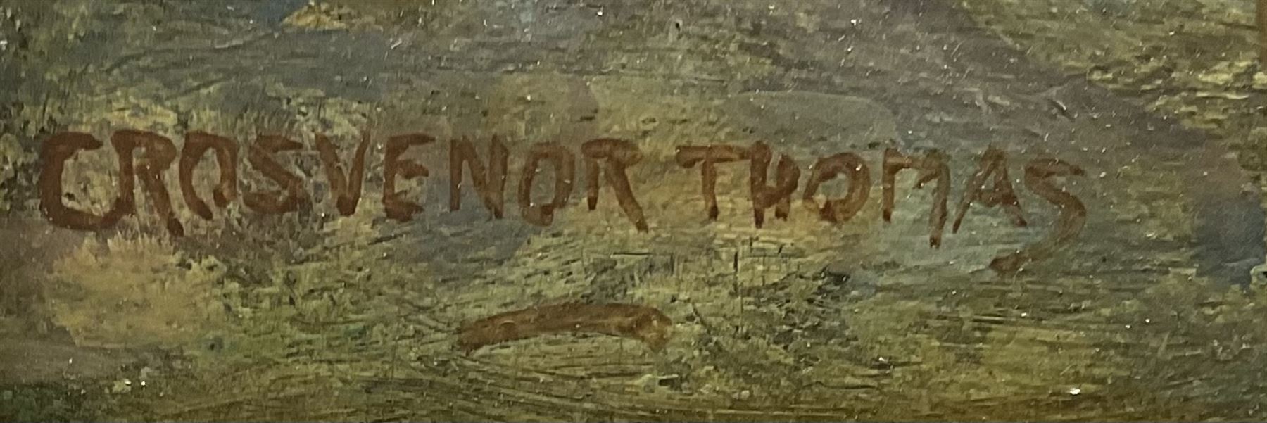 George Grosvenor Thomas RSW (Scottish 1856-1923): Arched Stone Bridge, oil on panel signed 23cm x 31cm