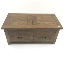  Barker & Stonehouse Frontier Range mango wood coffee table, two through drawers, stile supports, W115cm, H51cm, D60cm  