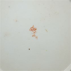 Early 19th century Bloor Derby dinner wares, c.1800-1825, Asian Rose pattern, comprising five small plates, one circular tureen, and three covered surrounding dishes, crossed sword marks in red to base, plates D20cm, circular tureen 24cm  
Provenance: property of a Nobleman