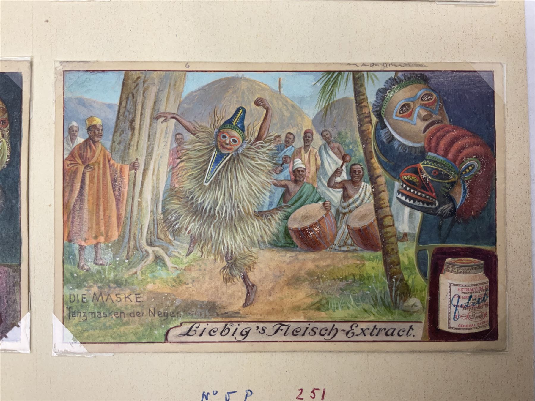 Six original Liebig watercolour illustrations:  'Le Masque' 1912