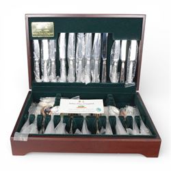Two canteens of silver plated cutlery by Arthur Price, both contained within wooden canteen boxes, including a Queen's Golden Jubilee set