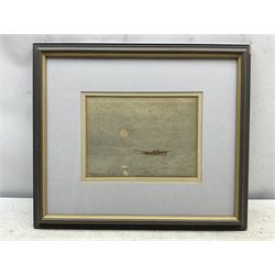 Ernest Dade (Staithes Group 1868-1934): Rowing in Open Water at Dawn, watercolour signed 15cm x 21cm