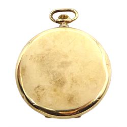 9ct gold open face keyless lever pocket watch, case by Aaron Lufkin Dennison, Birmingham 1935