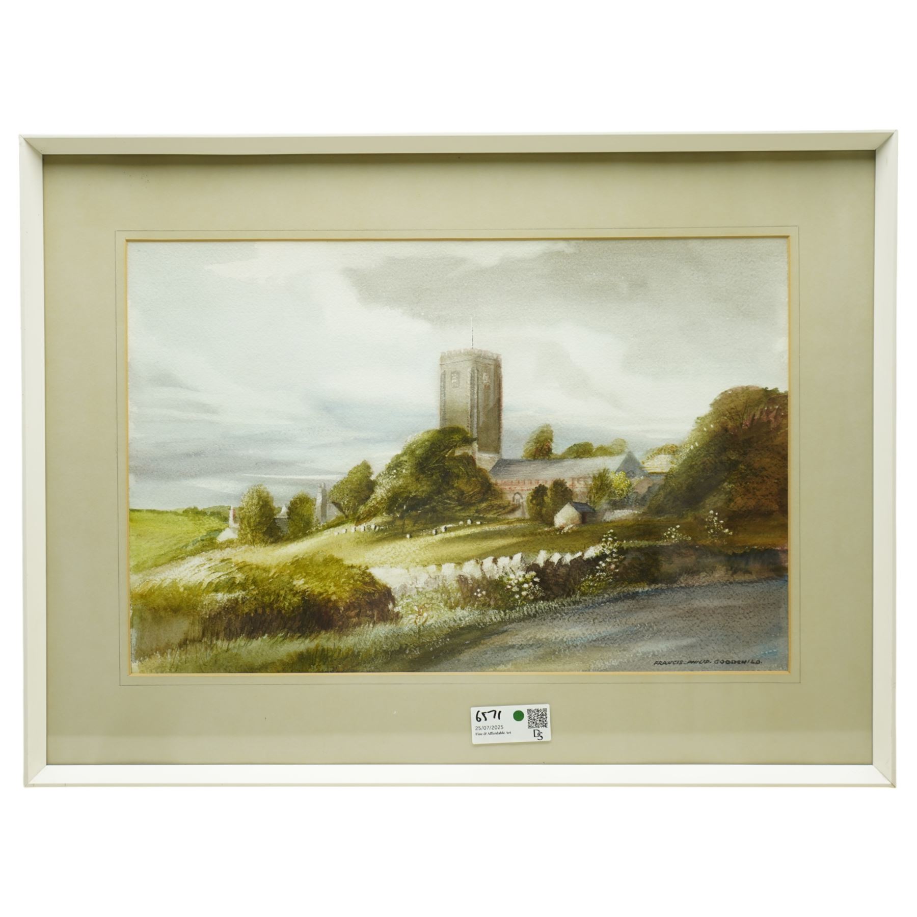 Francis Philip Goodchild ARCA (British 1900-1986): 'Mill Creek - Dartmouth' 'Galmpton Creek' 'Dartmoor - East of Widdicombe' 'Church at Berry Pomeroy' 'Wharflete Cove' 'Evening over the Dart' and 'Near Dittsham', set seven watercolours signed and dated, titled verso max 40cm x 75cm (7)