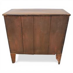 19th century small bow fronted mahogany chest, fitted with two short and two long drawers, raised on shaped bracket feet