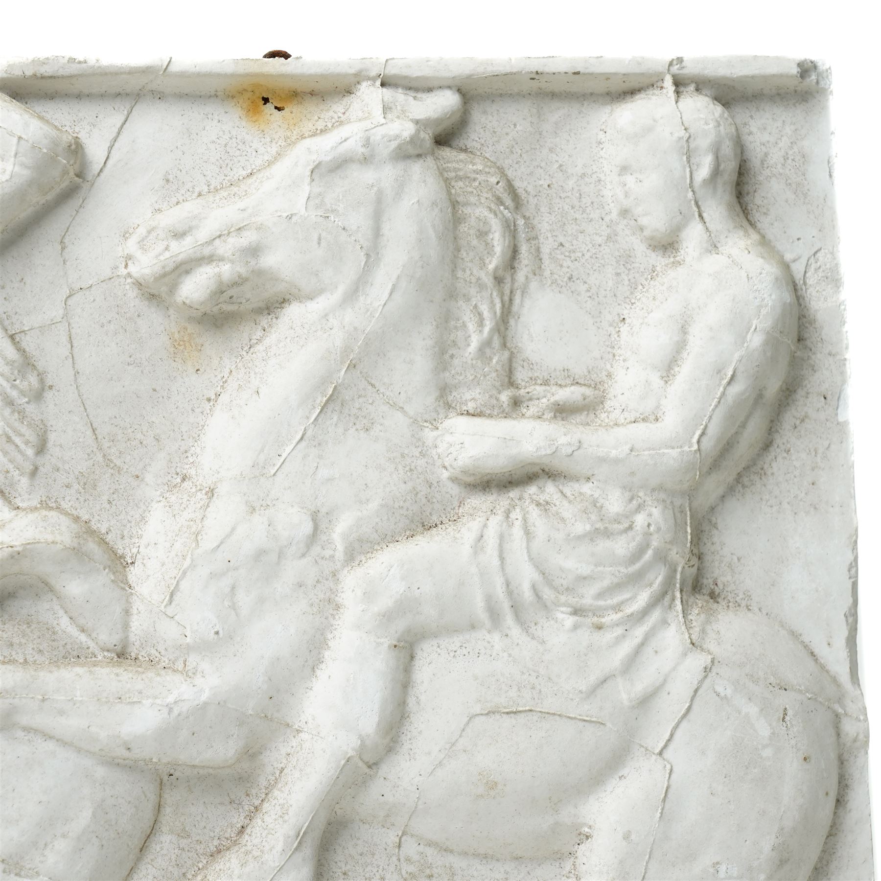After the Antique - Relief moulded plaster panel of classical figures on horseback 27cm x 43cm