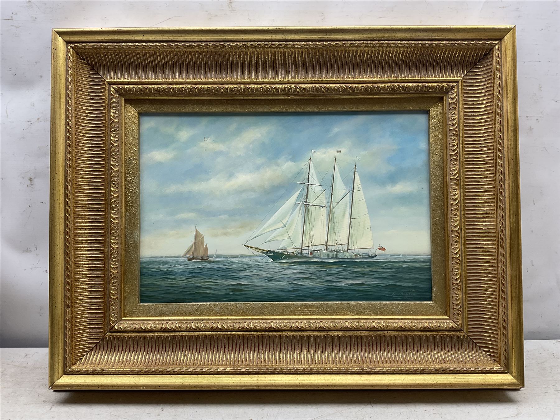 Brian Mays (British 1938-2005): Training Ship 'Sir Winston Churchill', oil on canvas signed, titled and dated 1991 verso 29cm x 44cm 
Provenance: direct from the family of the artist.