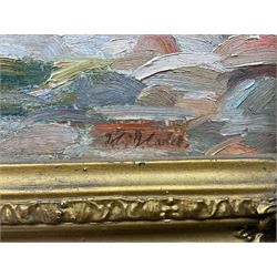 Circle of Francis Campbell Boileau Cadell (Scottish 1883-1937): 'Iona' Coastal Scene, oil on board bears signature, titled verso 29cm x 39cm